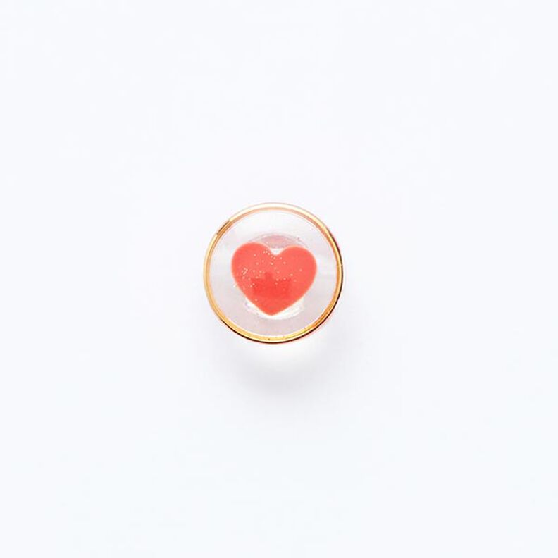 Hartvormige knoop met oogje met goudkleurige rand [ Ø 11 mm ] – rood/goud,  image number 1