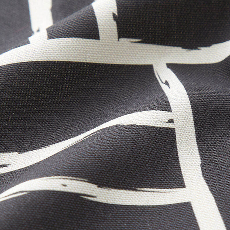 Decostof Half panama abstract raster – ivoor/zwart,  image number 2