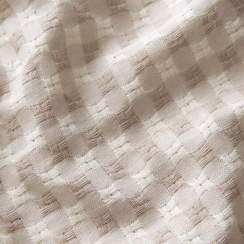 Katoenen stof gestructureerde ruiten – wit/cashew,  image number 2