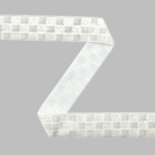 Fluwelen band ruit - wolwit, 