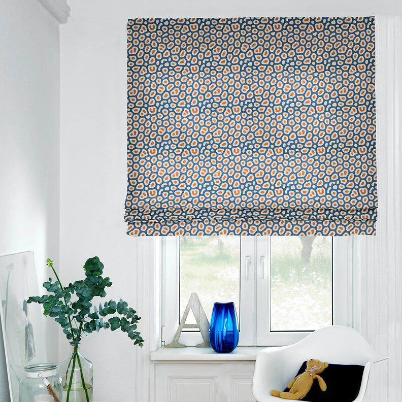 Decostof Half panama abstract luipaardpatroon – blauw/cashew, image number 6