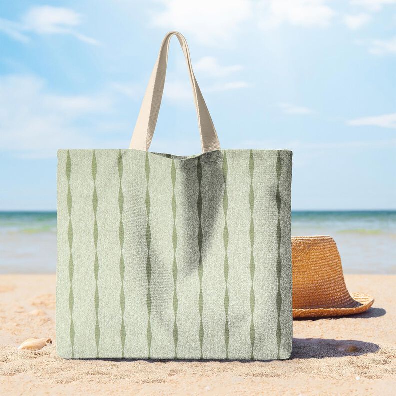 Outdoorstof Canvas Golvende strepen – lichtolijf/lichtbeige,  image number 6
