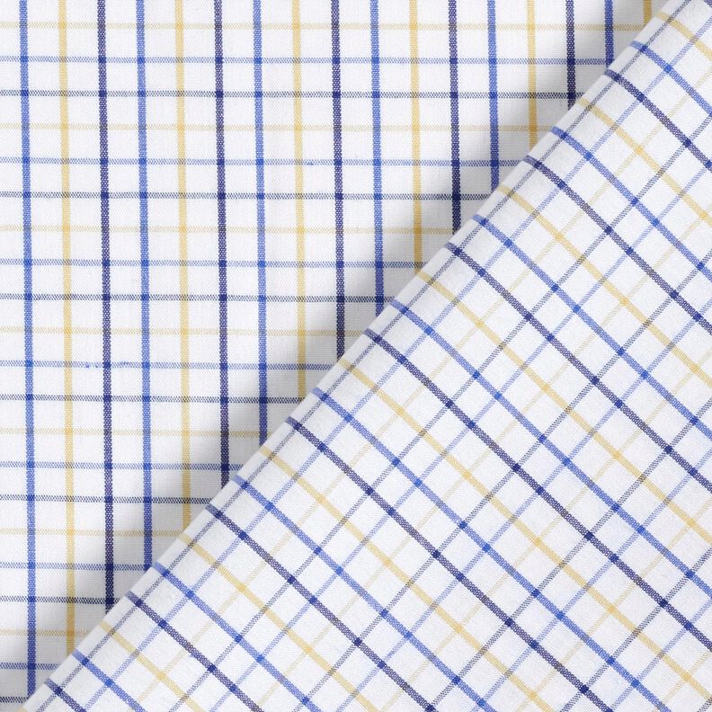 Katoenen stof geruit rooster – wit/blauw, image number 4