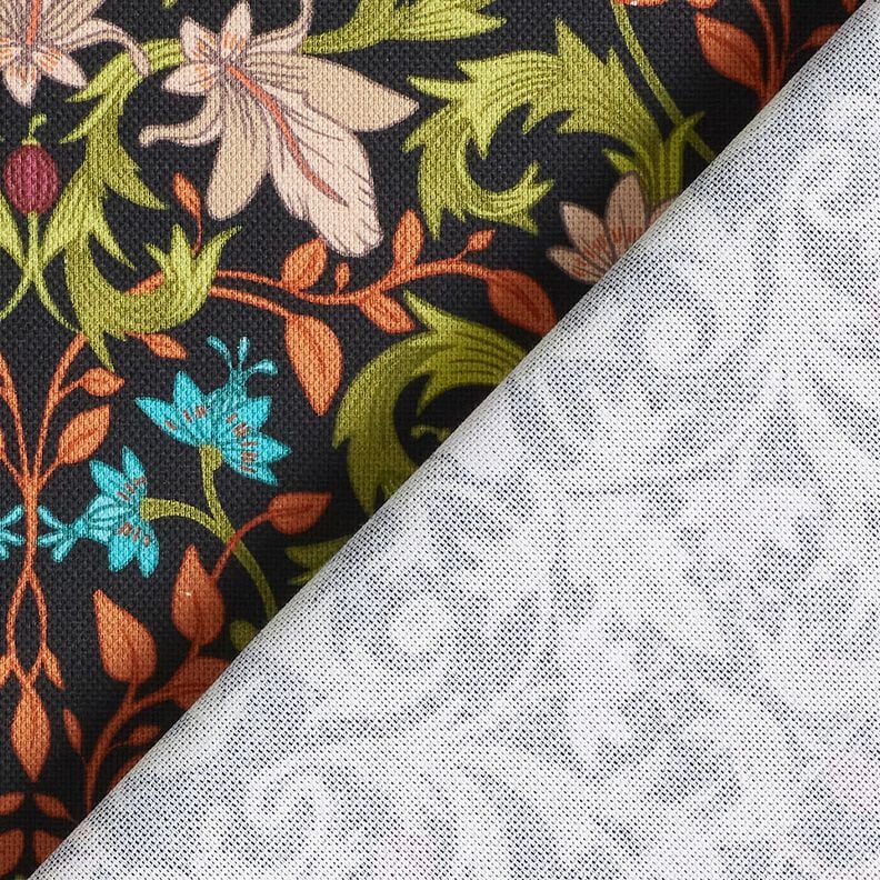 Decostof Half panama Bladornamenten – zwart/pijn,  image number 4