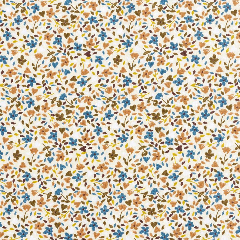 Katoenen stof Cretonne verspreide bloemen – lichtbeige/lichtbruin, image number 1
