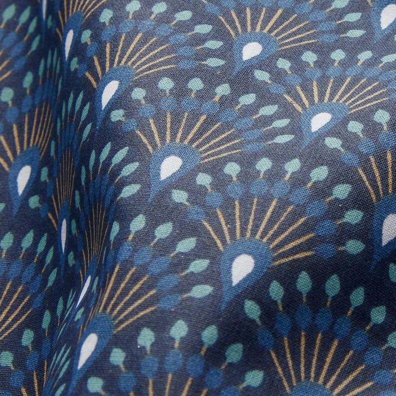 Gecoate katoen Vakken pauw-look – blauw,  image number 3