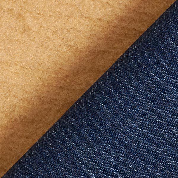 Vaste stof met denim-look en fleece aan de achterkant – marineblauw/beige, image number 4
