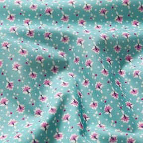 Katoenen stof Popeline kleine ornamenten – mint/pastelpaars – mint/pastelviolet, 