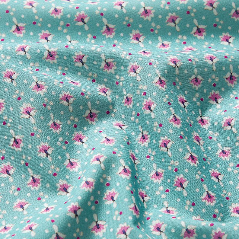 Katoenen stof Popeline kleine ornamenten – mint/pastelpaars – mint/pastelviolet, image number 2