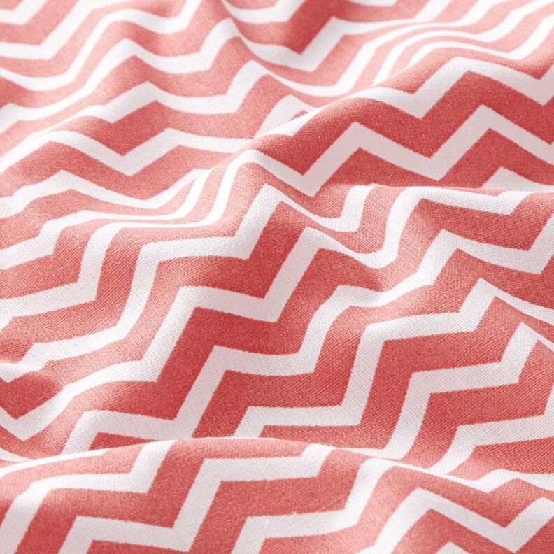 Katoenen stof Cretonne Zigzag – terracotta/wit,  image number 2