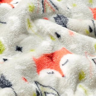 Wellnessfleece Doubleface Vos – lichtgrijs/karmijnrood, 