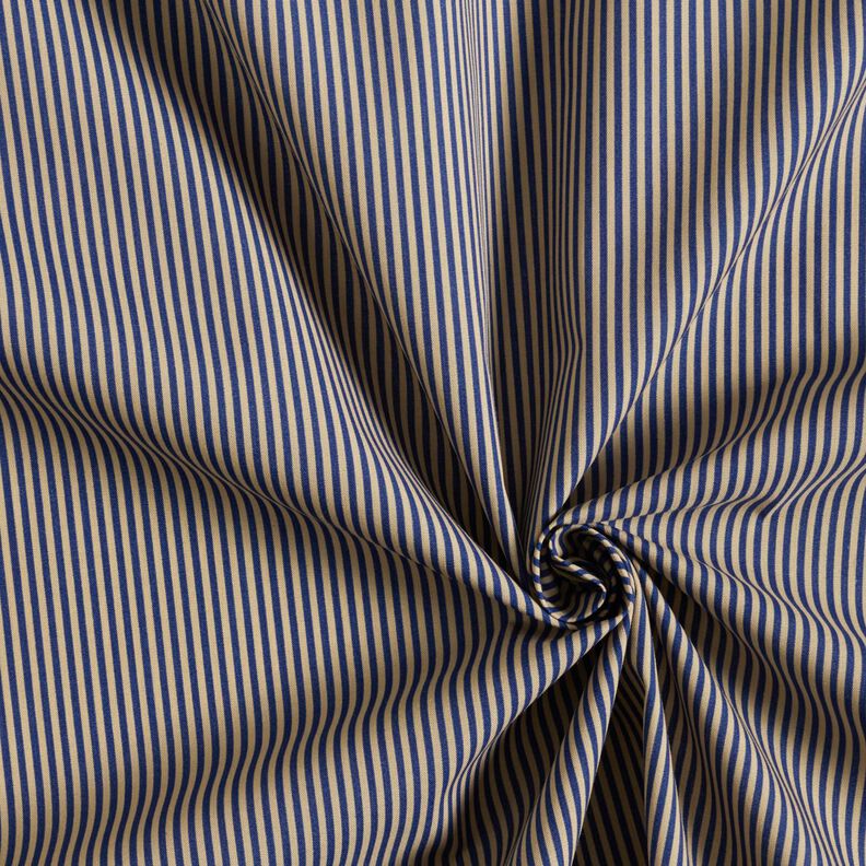 Overhemdenstof verticale strepen – marineblauw/beige, image number 3