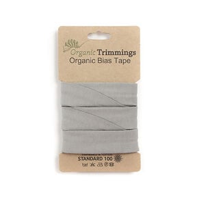 Biasband Biologische katoenjersey [3 m | 20 mm] – lichtgrijs, 