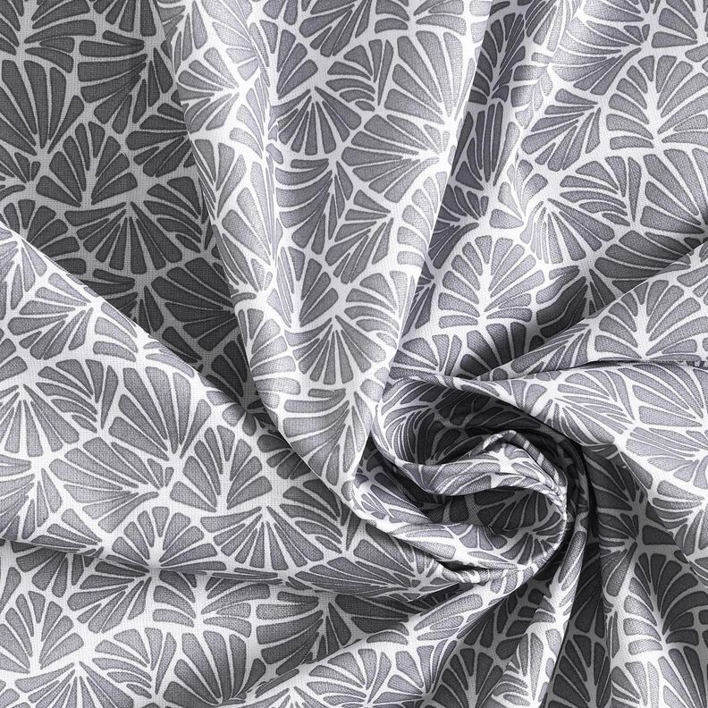 Gecoate katoen abstracte minibladeren – grijs/wit,  image number 4