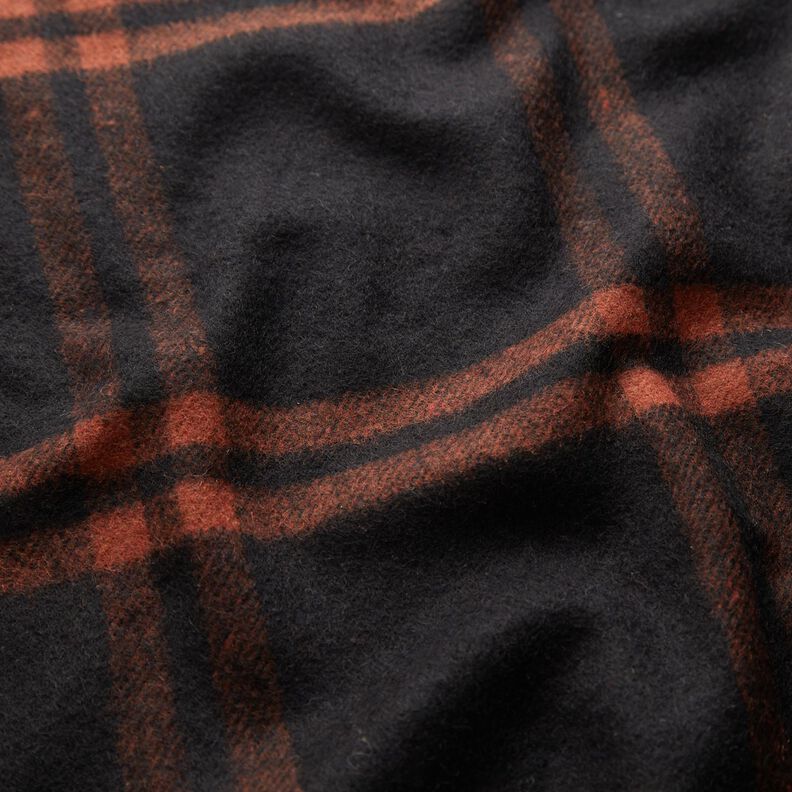Mantelstof wolmix tartan ruit – terracotta/zwart, image number 2