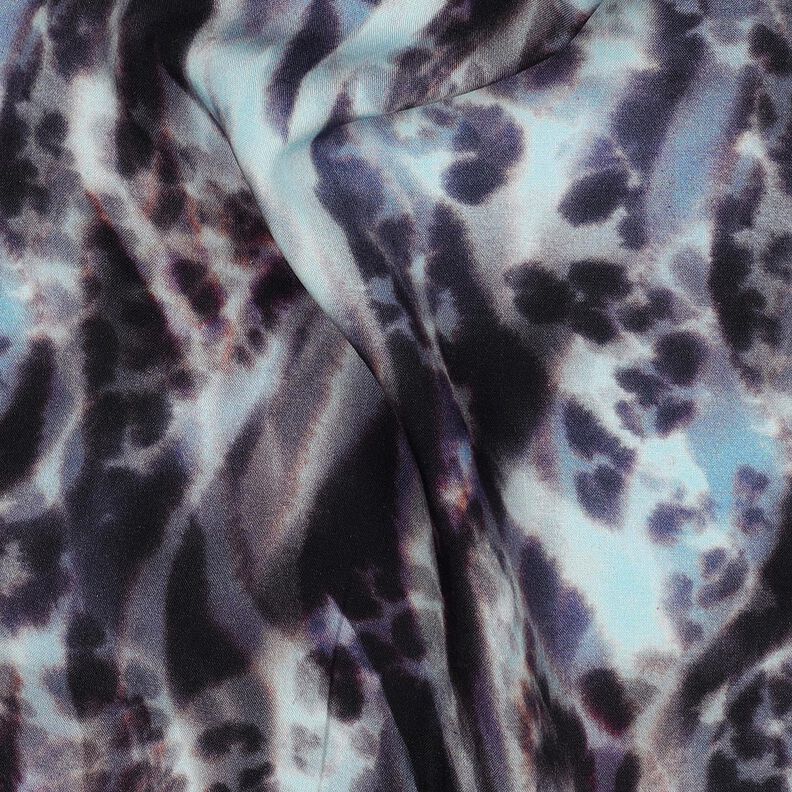 LENZING™ ECOVERO™ viscosestof dieren digitale print – zwart blauw/ijsblauw,  image number 2