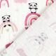 Mousseline/dubbel gehaakte stoffen Panda's op regenbogen – wit/roze,  thumbnail number 4