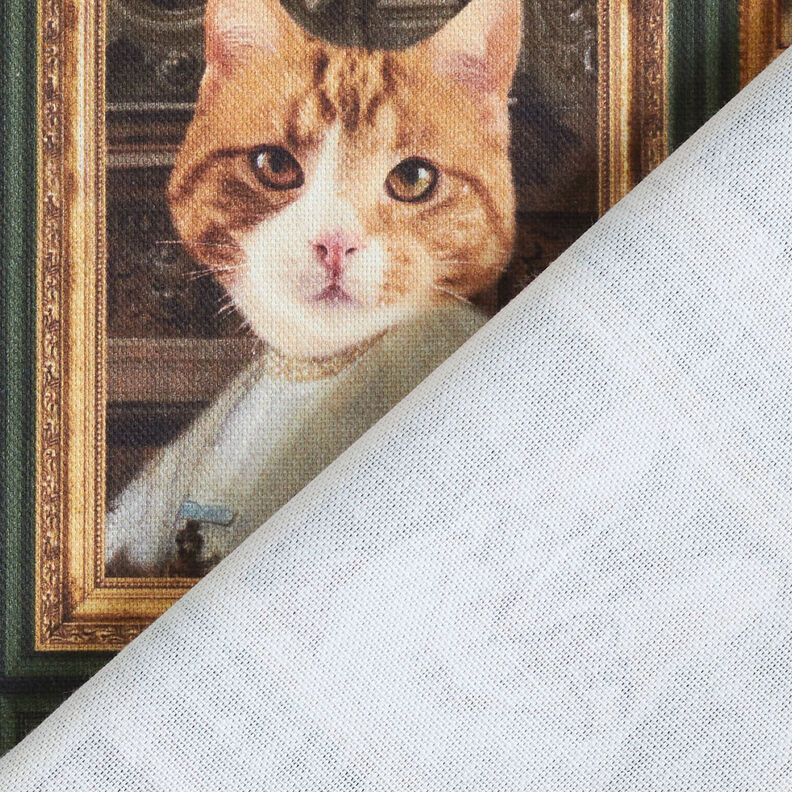 Decostof Half panama Katten portretten – donkergroen/goud,  image number 4