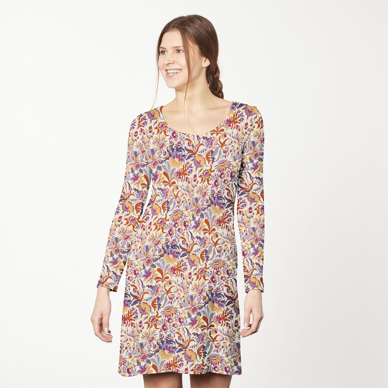 Viscosejersey Bloemen en ornamenten | Katia Fabrics – creme/lavendel, image number 6
