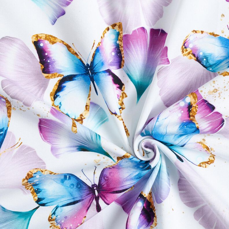 Katoenjersey Ginkgo vlinders | Glitzerpüppi – wit, image number 3