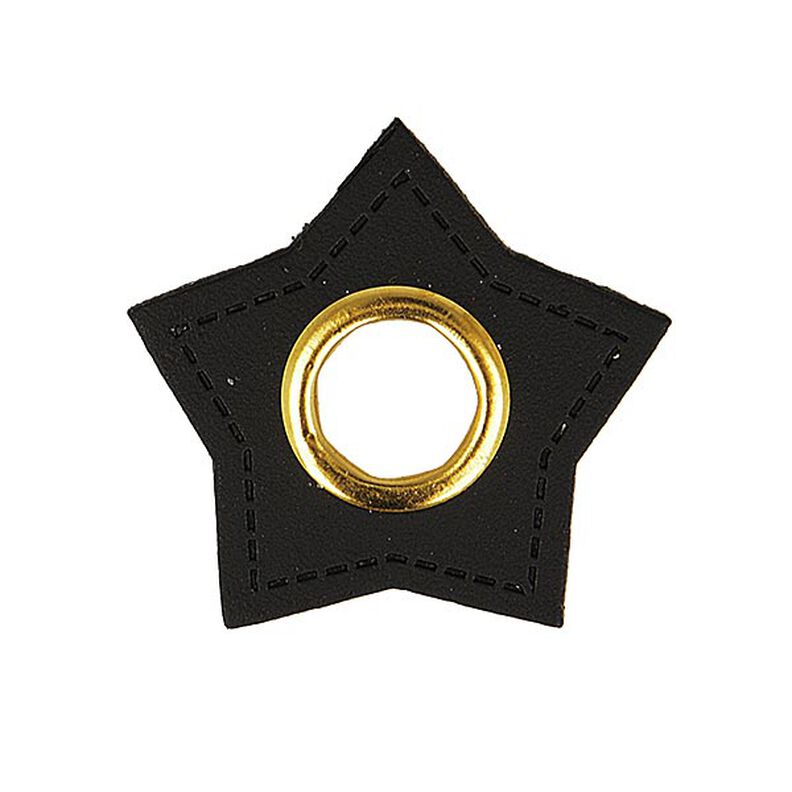 Knoop met oogje imitatieleer ster [ 4 Stuk ] – zwart,  image number 1