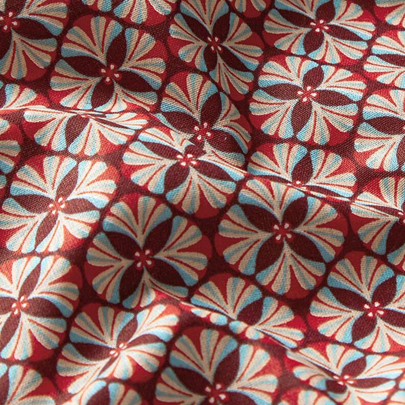 Katoenen stof Cretonne Bloemen-vakjes – roodbruin/licht taupe,  image number 2