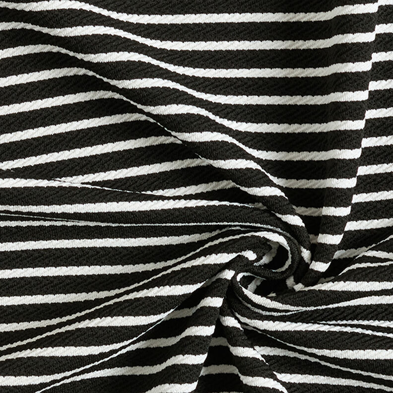 Jacquard jersey horizontale strepen – zwart/wit,  image number 3