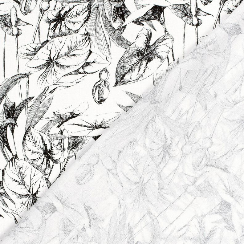 Viscose-linnen-mix Tropische planten – ecru/zwart,  image number 4