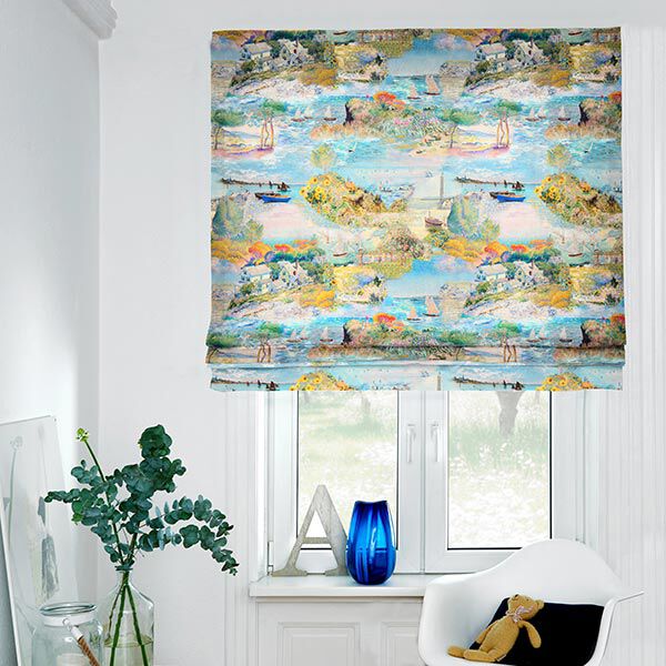 Decostof Half panama Landschap – blauw/ecru, image number 7