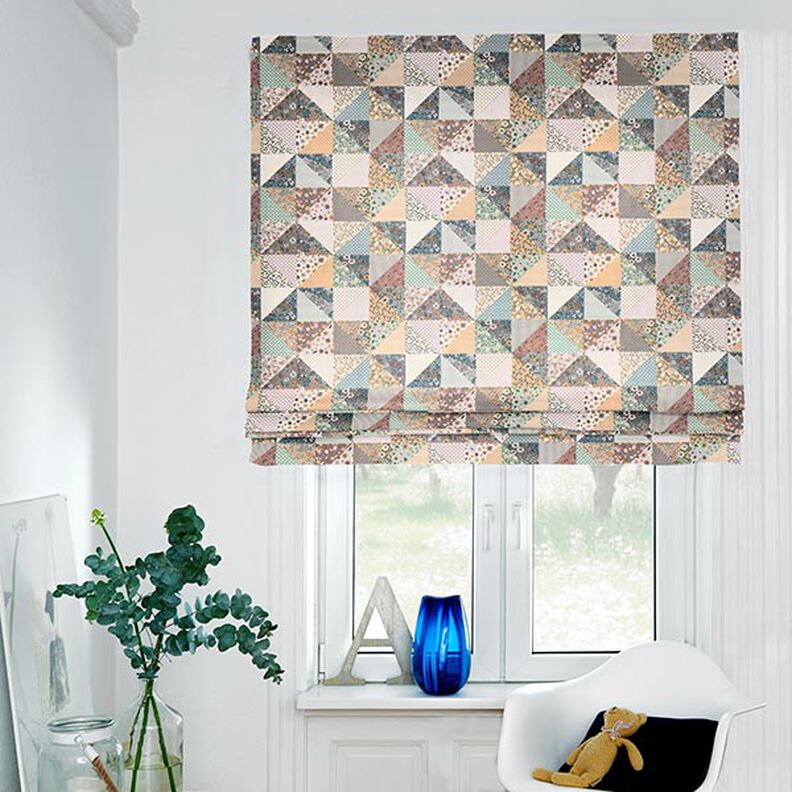 Decostof Half panama Quiltlook bloemen – pastellila/ecru, image number 7