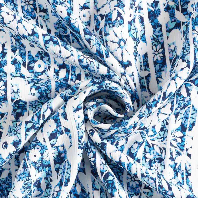 Viscosecrêpe bloemen en takken – marineblauw/lichtblauw,  image number 3