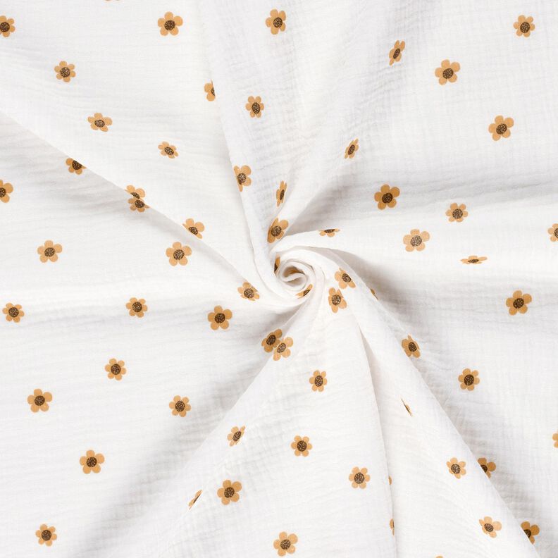 Mousseline/dubbel gehaakte stoffen Zonnebloemen – ivoor/oud goud,  image number 3