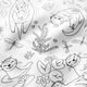 Katoenpopeline Kleurplaten schattige otters in de vijver – wit/zwart,  thumbnail number 2