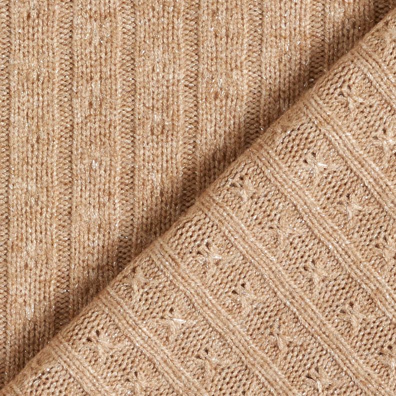 Breistof Ajour elegante glitterstrepen – lichtbruin,  image number 4