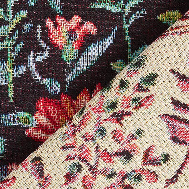 Decostof Gobelin Kleine bloemetjes – zwart,  image number 5