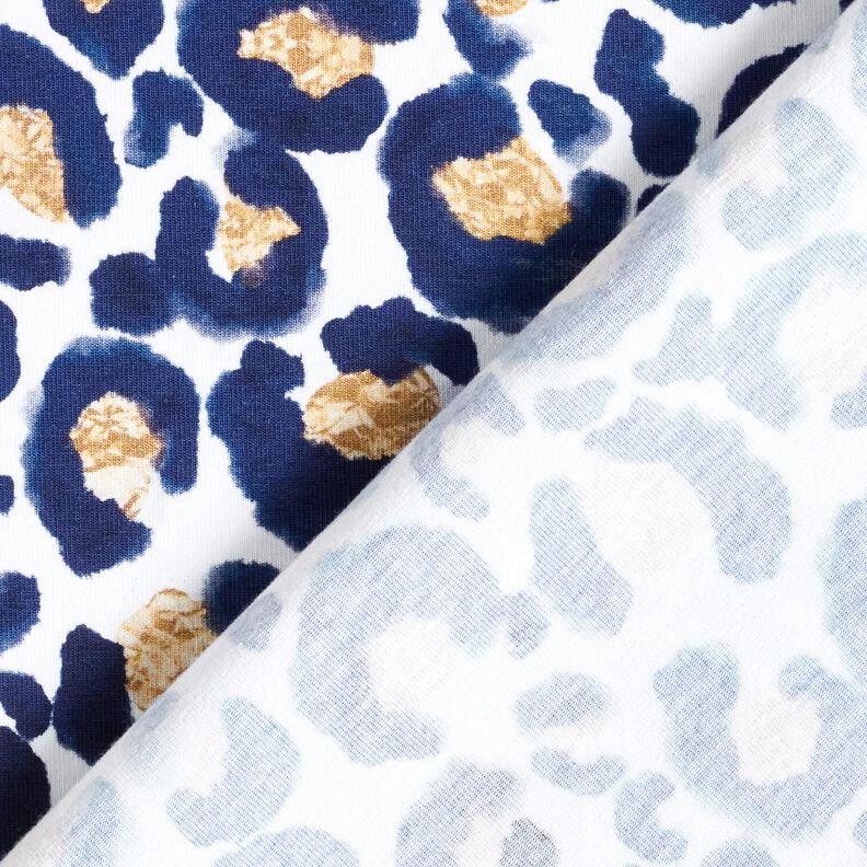 Katoenjersey Luipaard met gouden vlekken | Glitzerpüppi – wit/indigo,  image number 4