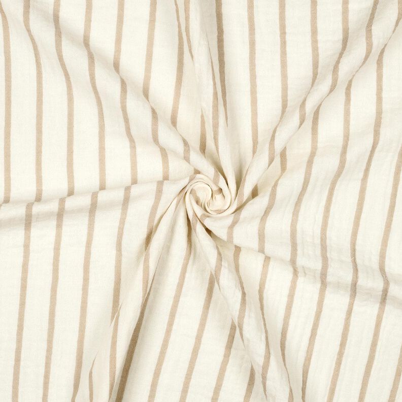 Mousseline/dubbel gehaakte stoffen garengeverfde strepen | Poppy Fabrics – amandel/ecru, image number 3