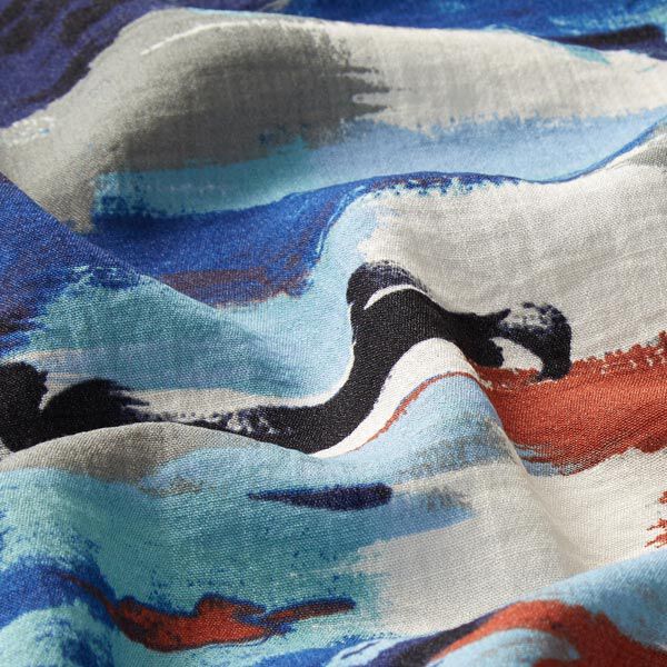 Jurk- en blousestof penseelstreken – aquablauw,  image number 2