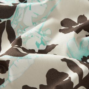 Katoen voile bloemen – zwartbruin/natuur, 