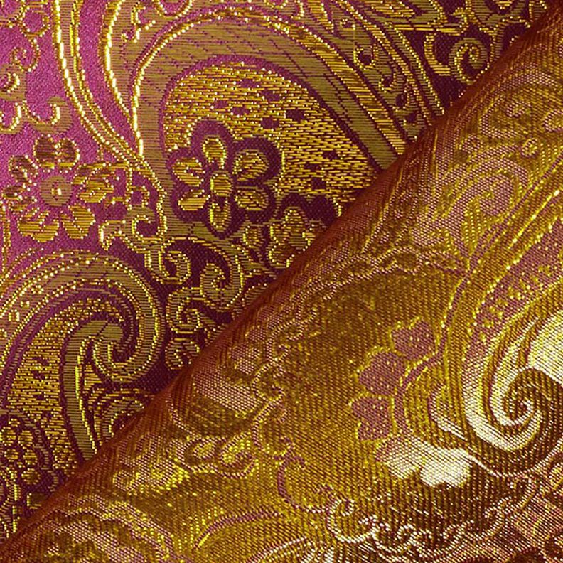 Kledingsjacquard metallic paisley – lila/goud,  image number 5