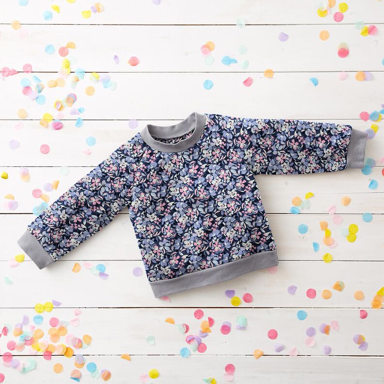Sommersweat Grote bloemen | Poppy Fabrics – jeansblauw,  image number 5