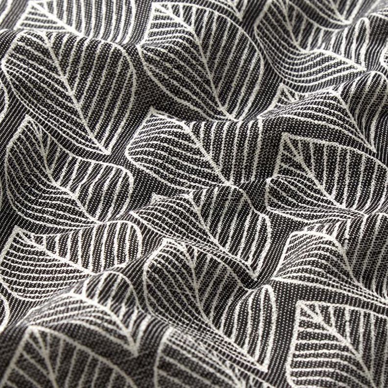 Decostof Jacquard Bladeren – anthraciet, image number 2