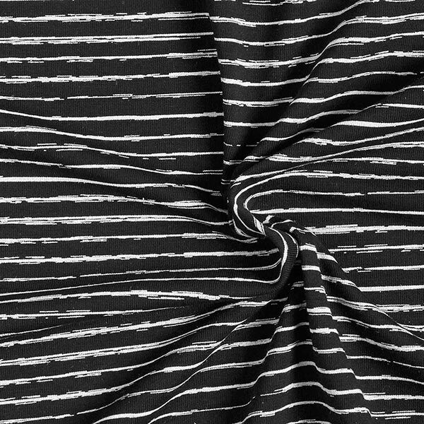 Katoenjersey Skribbel-strepen – zwart,  image number 3
