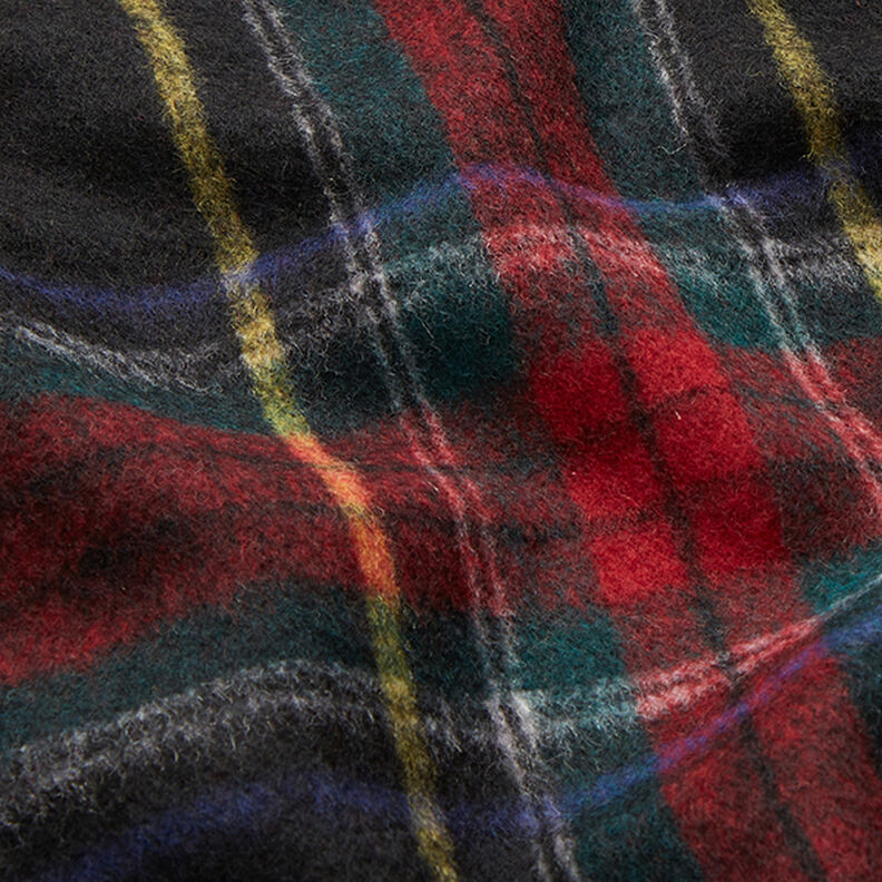 Mantelstof scheerwolmix Schotse ruit – zwart/rood,  image number 2