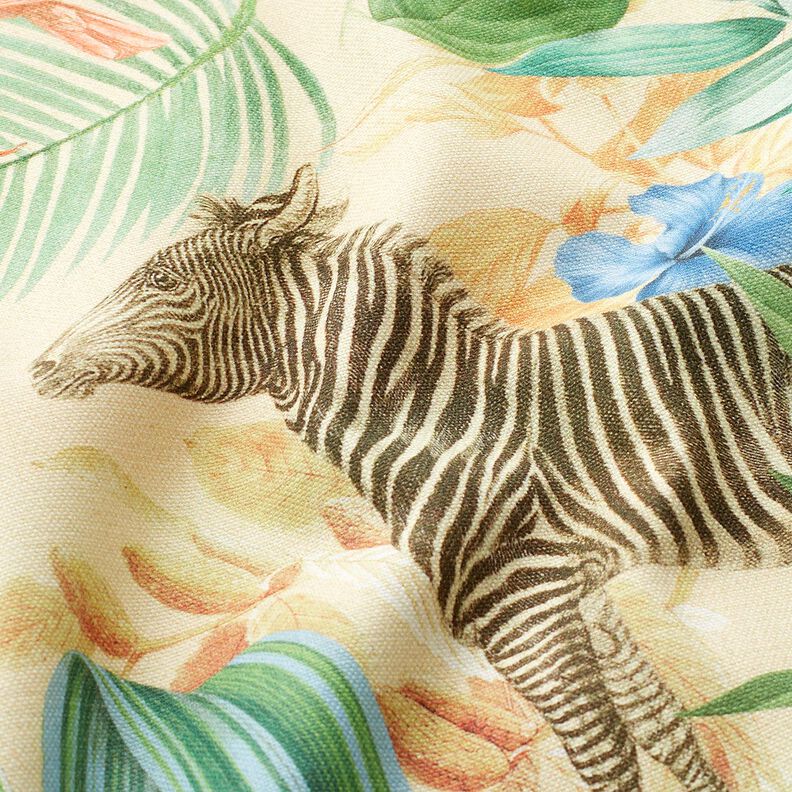 Decostof Half panama Jungledieren – beige/groen, image number 2