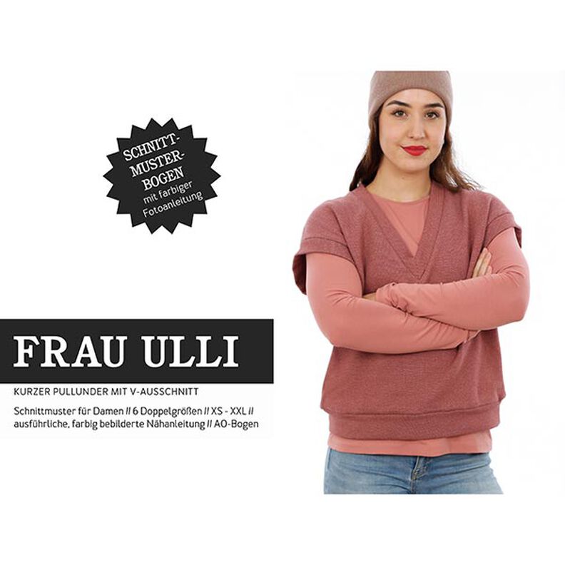 FRAU ULLI - korte slip-over met V-hals, Studio Schnittreif  | XS -  XXL,  image number 1