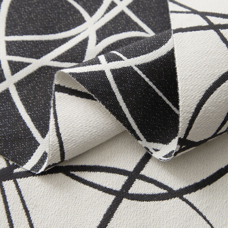 Decostof Jacquard abstracte lijnen – ivoor/zwart,  image number 3