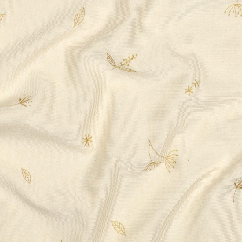 GOTS Katoenjersey Takken en planten | Poppy Fabrics – creme/reekalf, image number 2