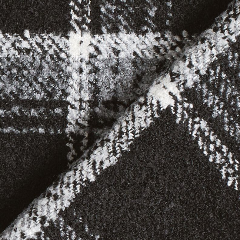 Mantelstof Bouclé ruiten – zwart/wit,  image number 4