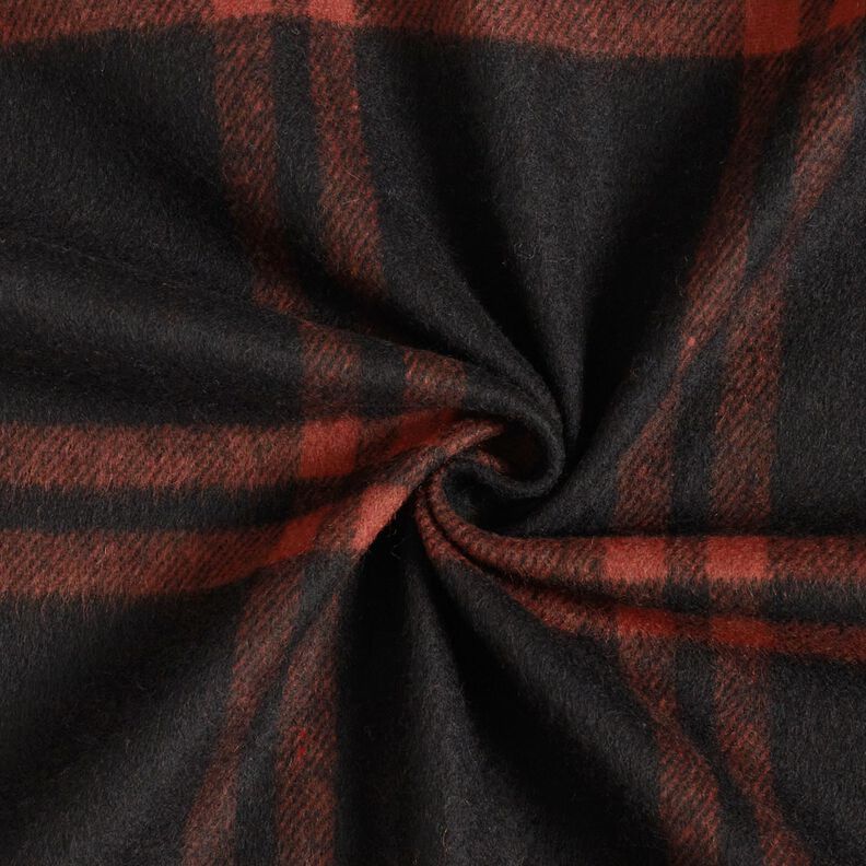 Mantelstof wolmix tartan ruit – terracotta/zwart, image number 4